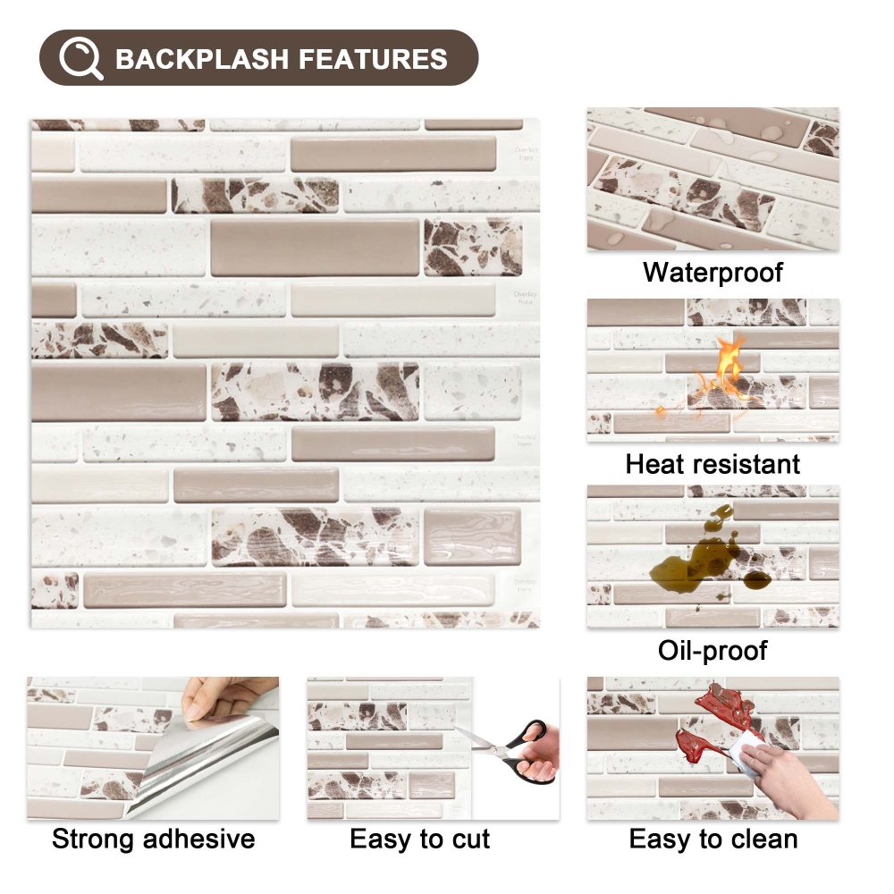 ilemong Self Adhesive Wall Tiles Kitchen，Non-Toxic & Eco-Friendly - backsplash tile - 4