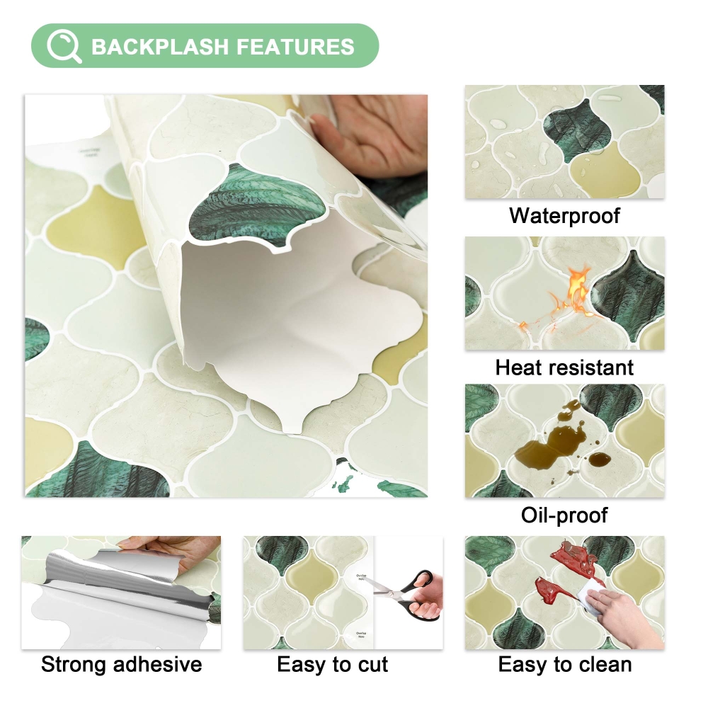 ilemong Self Adhesive Wall Tiles Kitchen，Non-Toxic & Strong Adhesive Backing - backsplash tile - 4