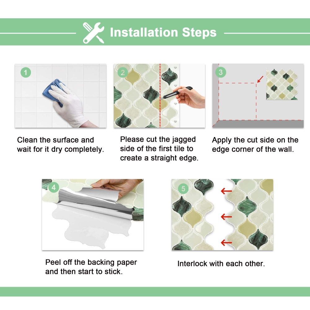 ilemong Self Adhesive Wall Tiles Kitchen，Non-Toxic & Strong Adhesive Backing - backsplash tile - 3