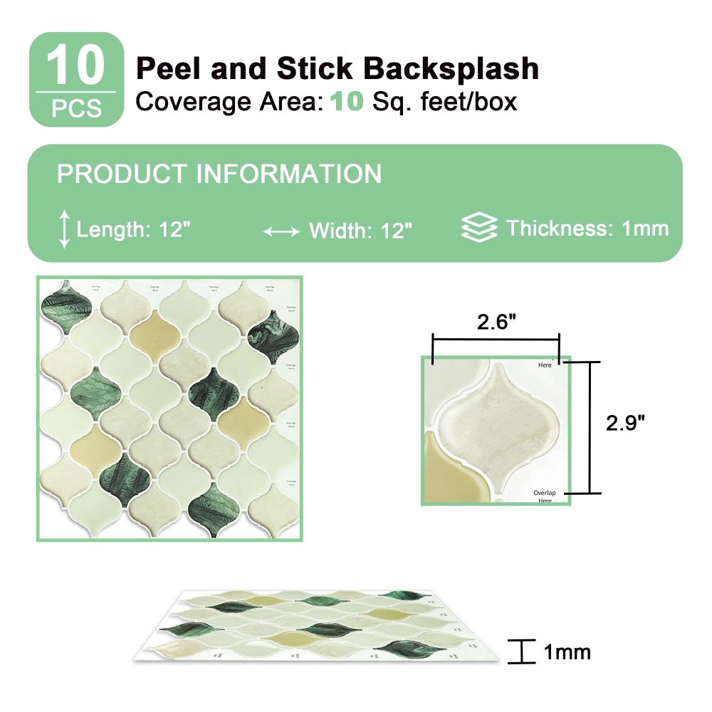 ilemong Self Adhesive Wall Tiles Kitchen，Non-Toxic & Strong Adhesive Backing - backsplash tile - 2
