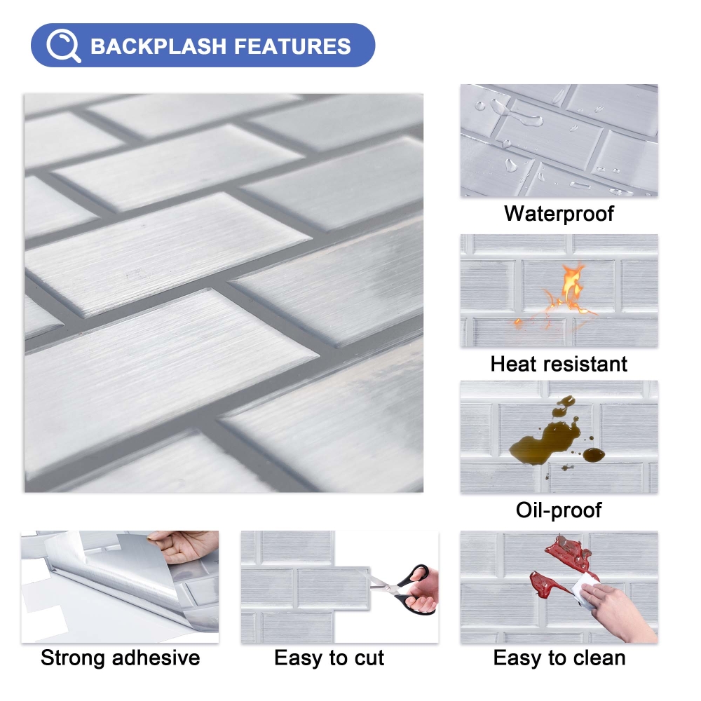 ilemong peel and stick wall tiles bathroom，Shock Absorption & Strong Adhesive Backing - backsplash tile - 3