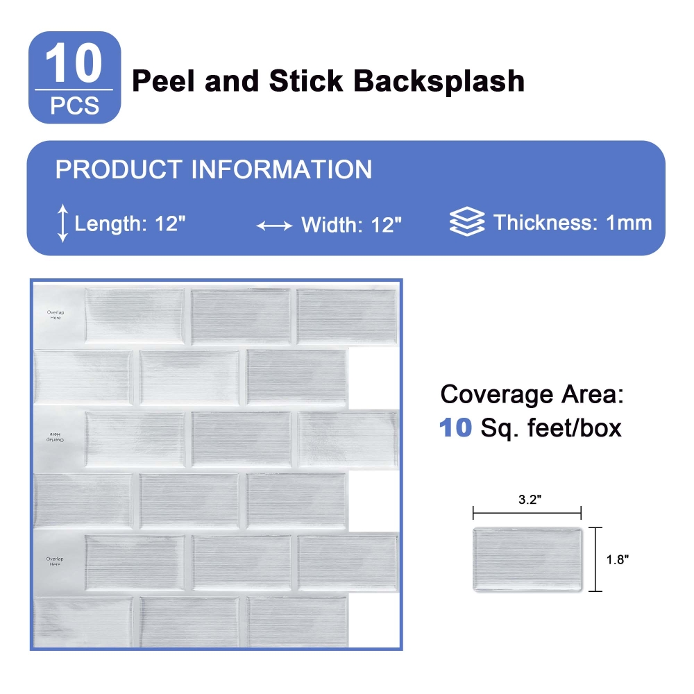 ilemong peel and stick wall tiles bathroom，Shock Absorption & Strong Adhesive Backing - backsplash tile - 2