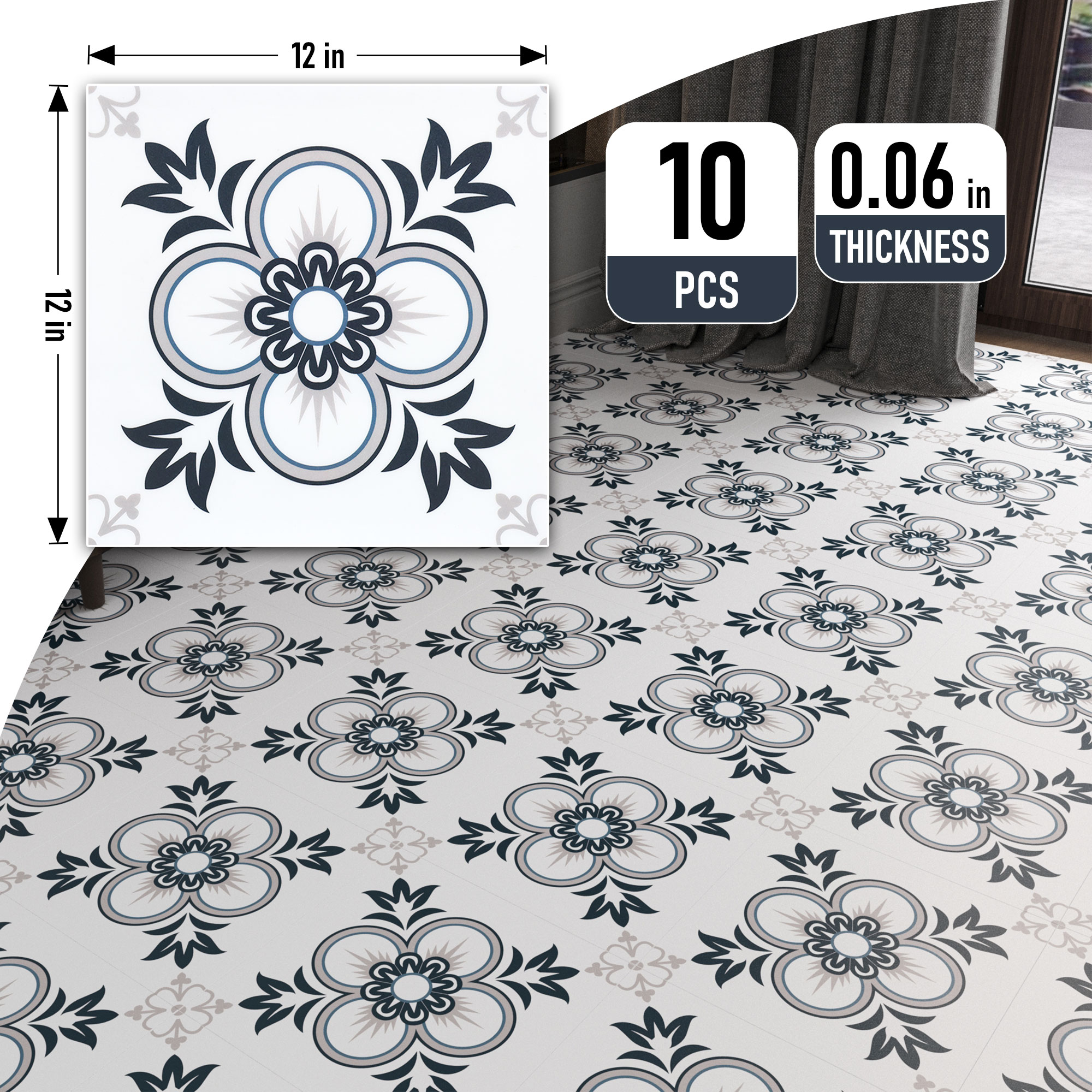 ilemong 12 in. x 12 in. Vinyl backsplash for kitchen ,Self Adhesive stick and peel backsplash for Home Decor - backsplash tile - 2