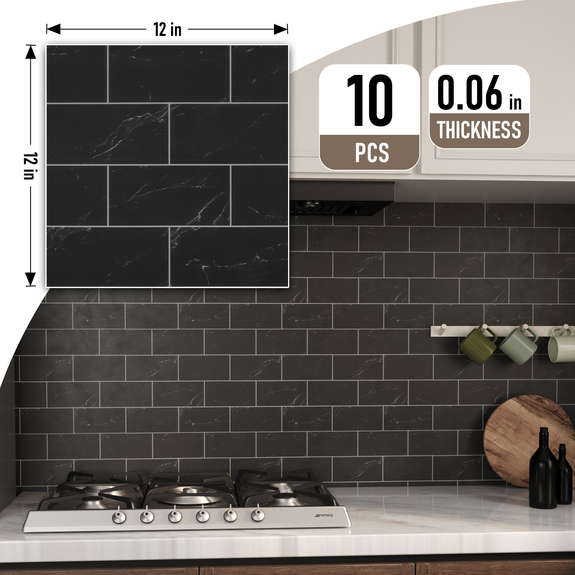 ilemong Vinyl kitchen wall tiles suitable for stoves, bars, and laundry rooms, fireproof and moisture-proof backboard - backsplash tile - 2