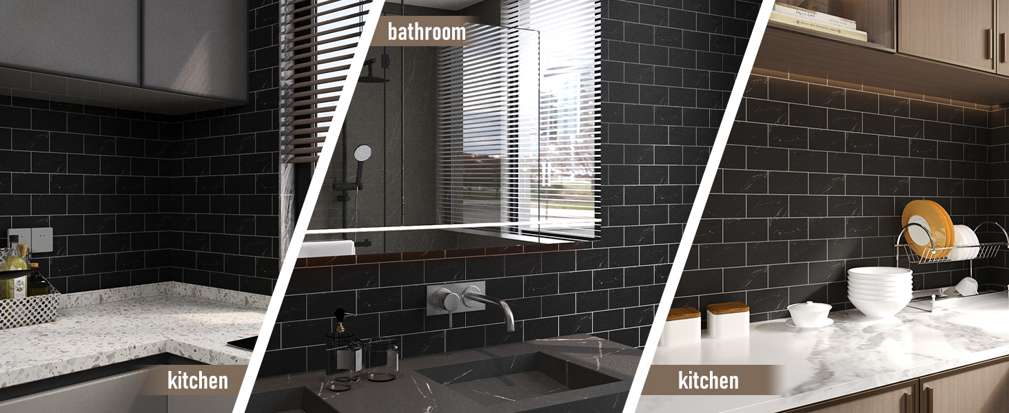 ilemong Vinyl kitchen wall tiles suitable for stoves, bars, and laundry rooms, fireproof and moisture-proof backboard - backsplash tile - 1
