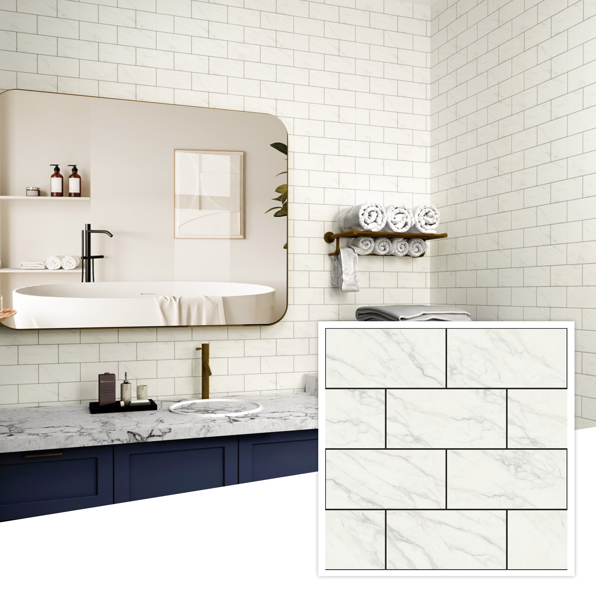 ilemong 12 in. x 12 in. Vinyl peel and stick tiles kitche, Self Adhesive Waterproof and oil-resistant - backsplash tile - 1