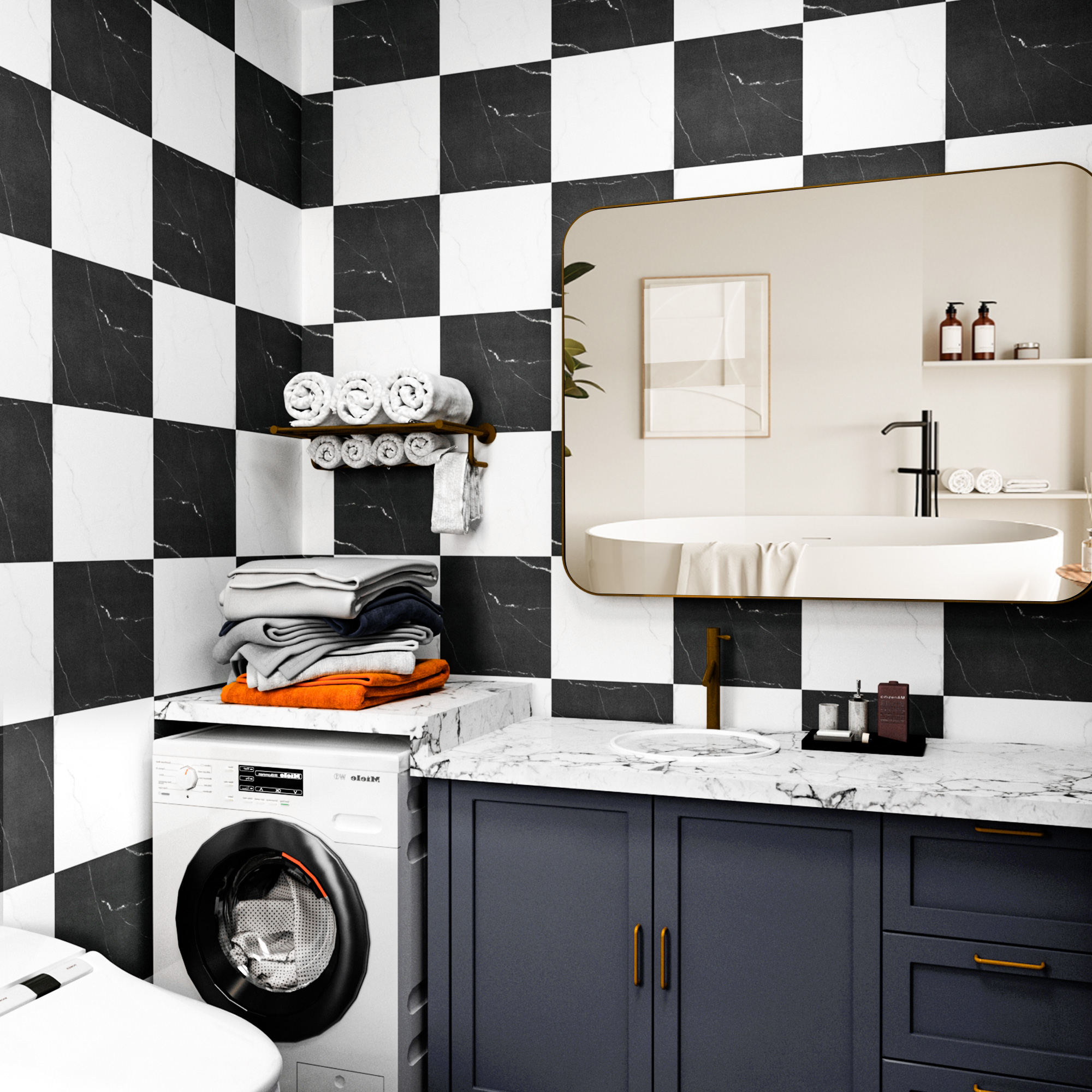 ilemong 12 in. x 12 in. Vinyl sticky floor tiles, suitable for kitchen and bathroom use (10-piece pack) - backsplash tile - 3