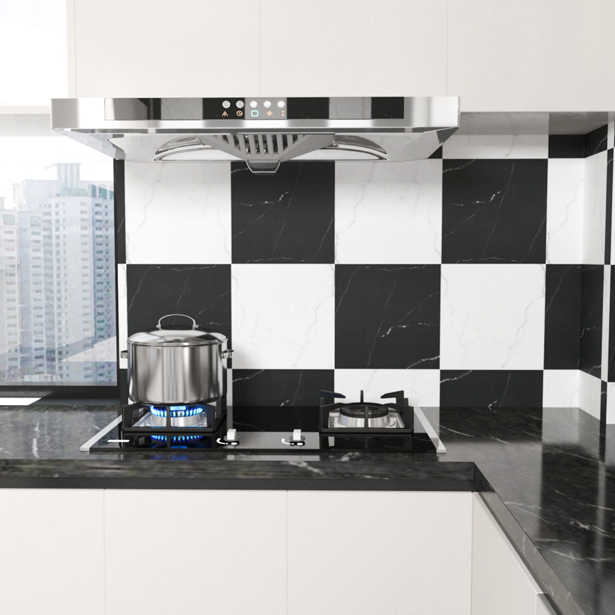 ilemong 12 in. x 12 in. Vinyl sticky floor tiles, suitable for kitchen and bathroom use (10-piece pack) - backsplash tile - 4
