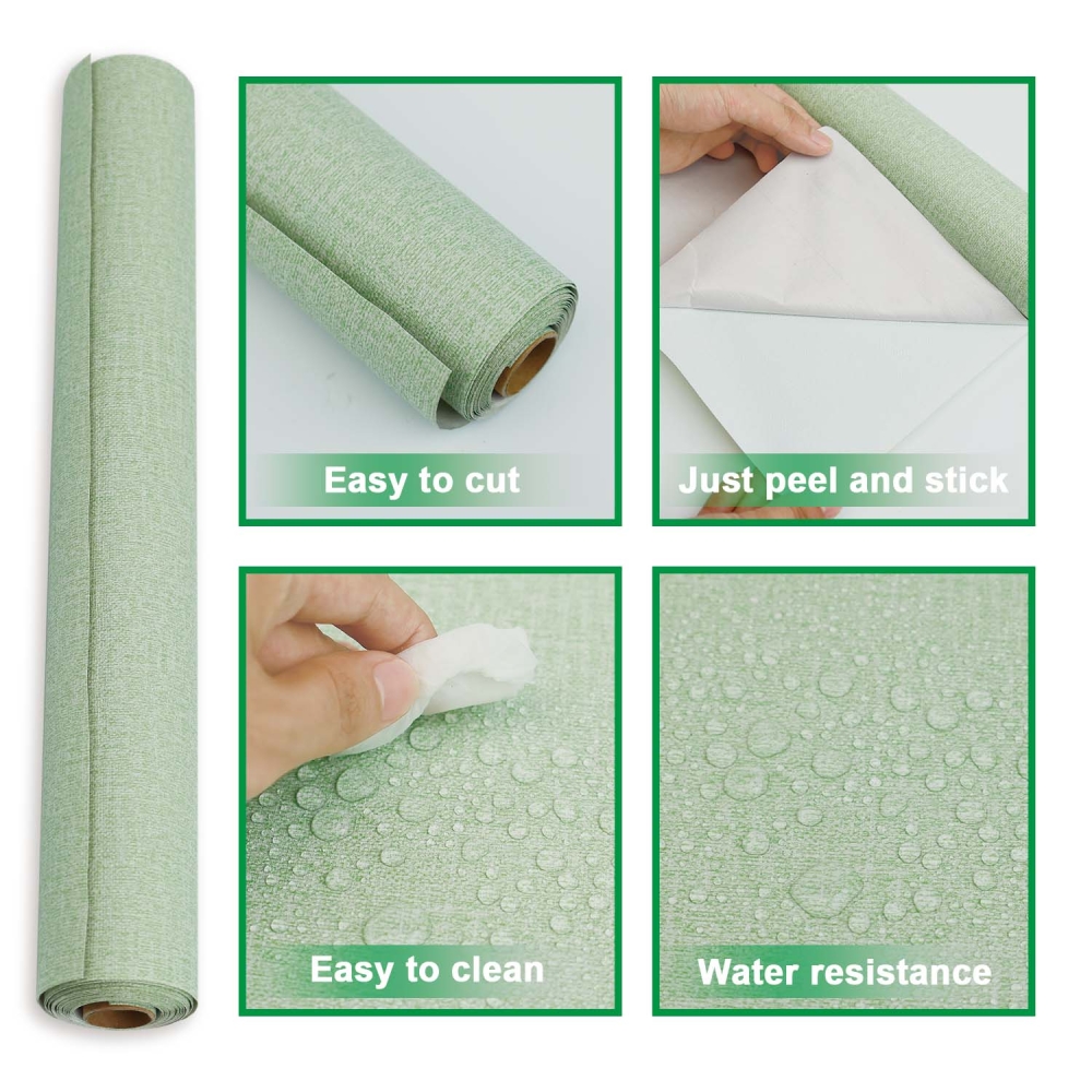 ilemong Green Textured Self-Adhesive Wallpaper Refreshes Metals - Blog - 4