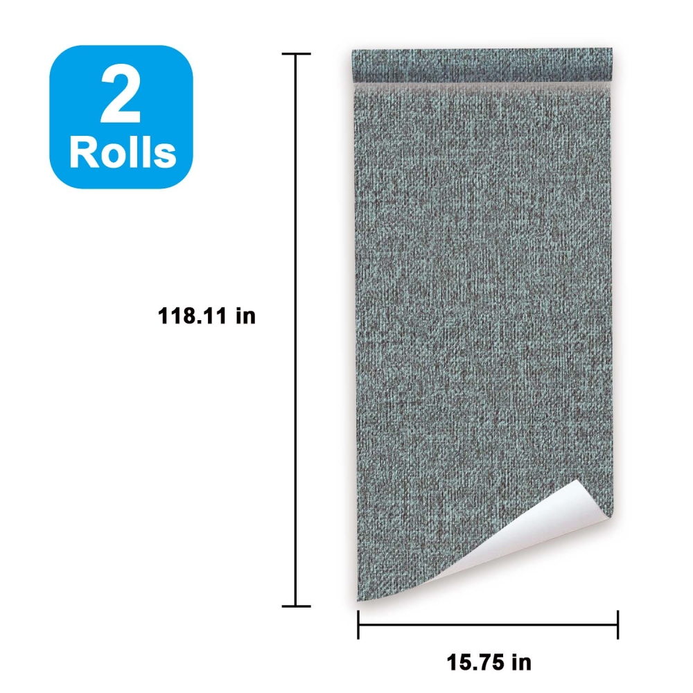 ilemong Peel and Stick Wallpaper Textured Linen Contact Paper Self-Adhesive Wallpaper Roll, Blue (2-Roll 15.75 in. x 118.11 in.) - backsplash tile - 3