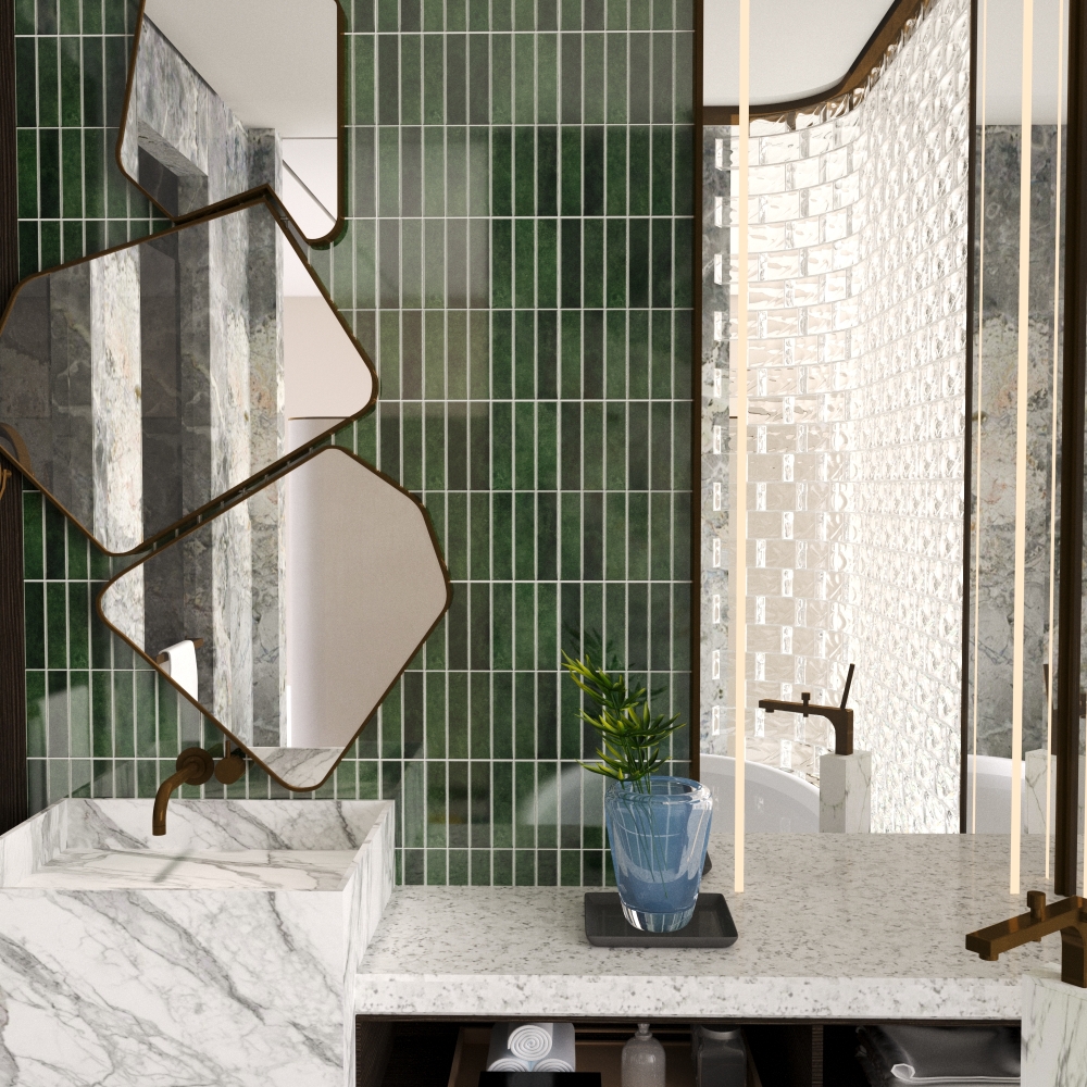 ilemong 12 in. x12 in. Vinly Tile Peel and Stick Backsplash in Green (10-Pack) - backsplash tile - 4