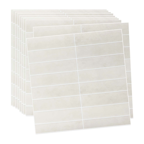 ilemong 12 in. x12 in. Self Adhesive Wall Tiles Stick on BackSplash in Beige (10-Pack)
