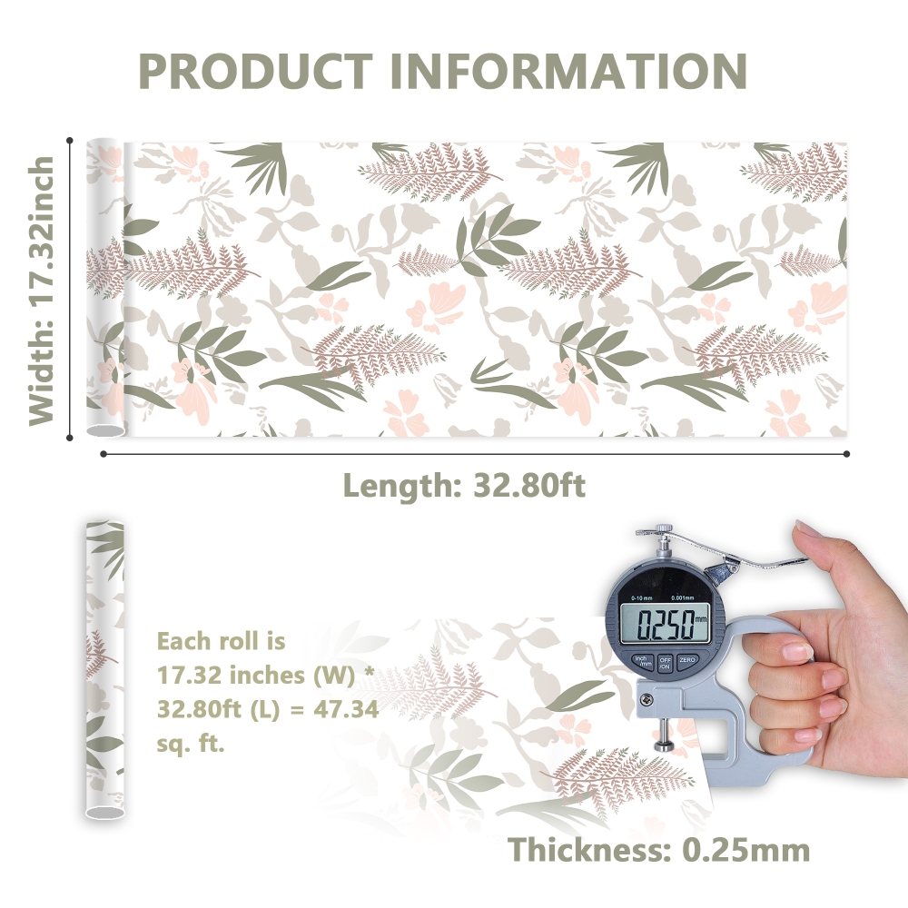 ilemong Peel and Stick Wallpaper Roll Leaf Contact Paper Removable Contact Paper for Cabinets Drawers 17.32 in. x 32.80 ft. - backsplash tile - 3