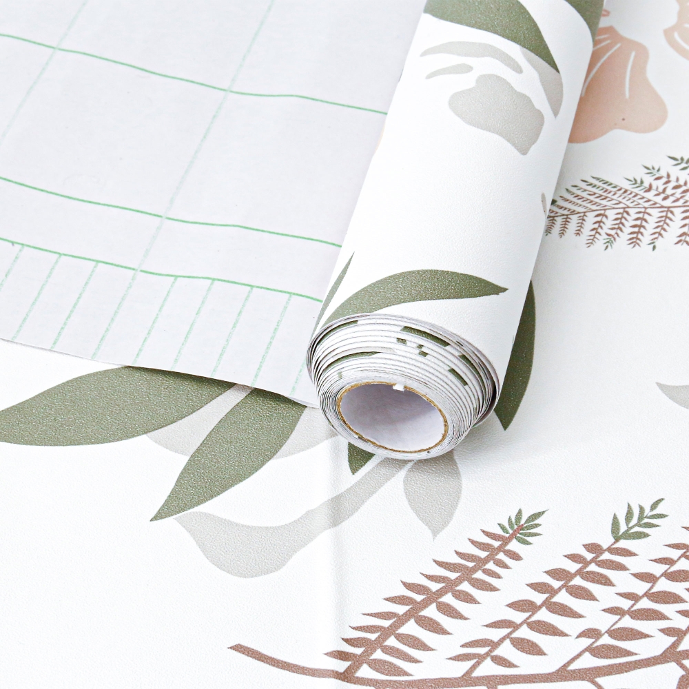 ilemong Peel and Stick Wallpaper Leaf Contact Paper Vinyl Decorative Wallpaper Roll for Wall 17.32 in. x 16.40 ft. - backsplash tile - 1