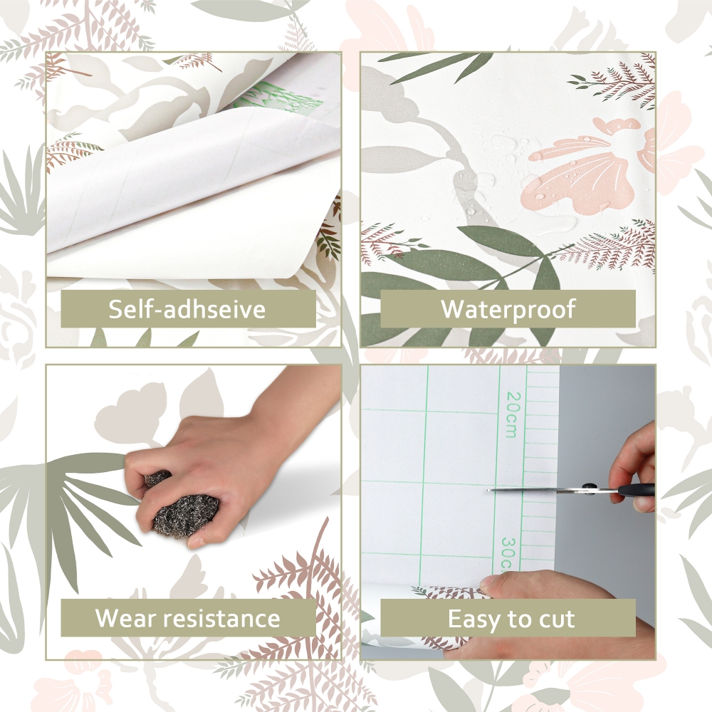 ilemong Peel and Stick Wallpaper Roll Leaf Contact Paper Removable Contact Paper for Cabinets Drawers 17.32 in. x 32.80 ft. - backsplash tile - 4