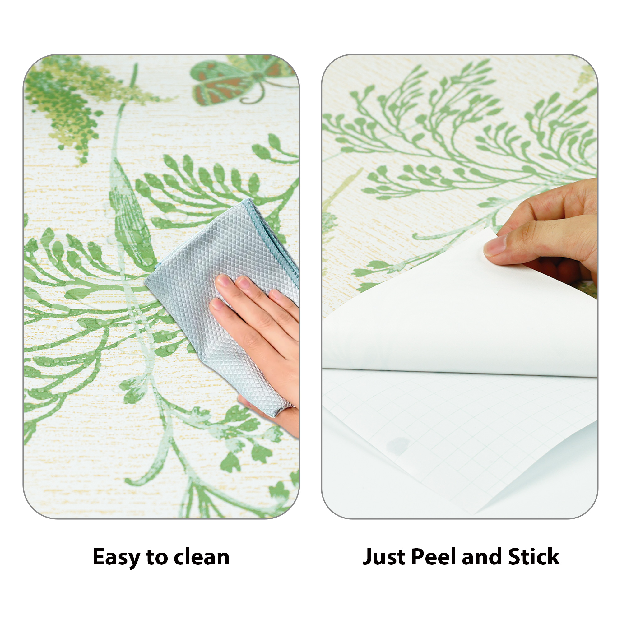 ilemong Green Leaf PVC Peel and Stick Wallpaper Roll (Covers 28.74 sq. ft.) - backsplash tile - 4