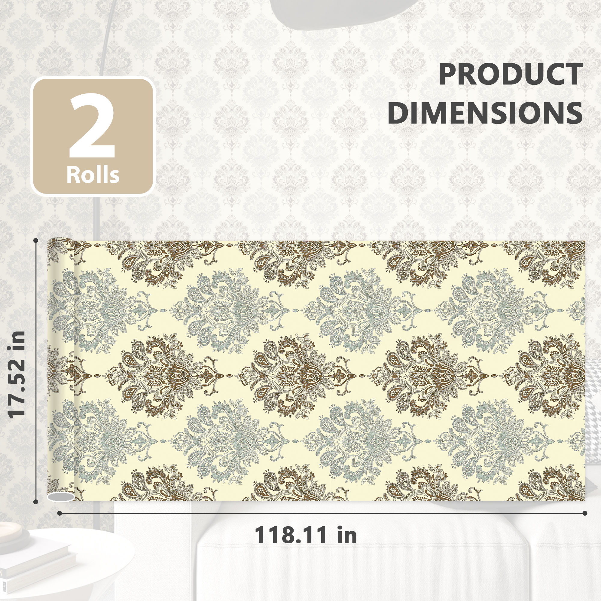 ilemong Vintage Honeysuckle with Yellow Background Peel and Stick Wallpaper Roll (Covers 28.74 sq. ft.) - backsplash tile - 2