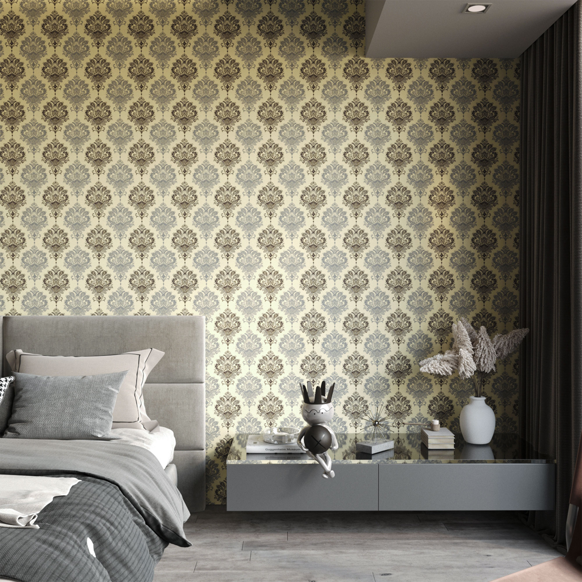 ilemong Vintage Honeysuckle with Yellow Background Peel and Stick Wallpaper Roll (Covers 28.74 sq. ft.) - backsplash tile - 3