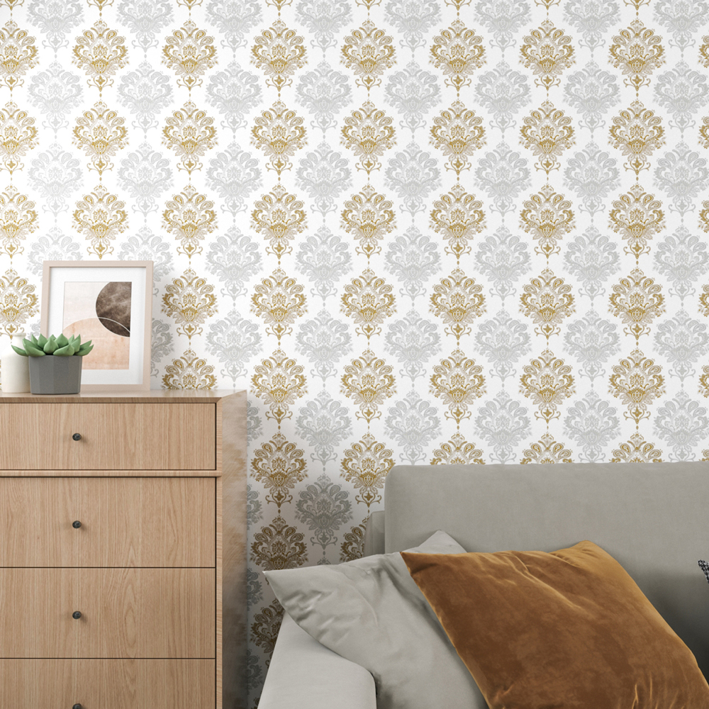 ilemong Vintage Honeysuckle with White Background Peel and Stick Wallpaper Roll (Covers 28.74 sq. ft.) - backsplash tile - 1