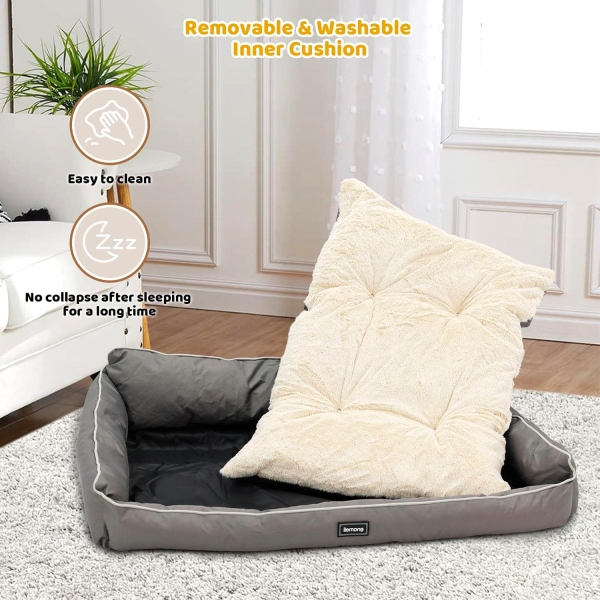 Gray Deluxe Dog Bed, Removable Washable Pet Mat for Cats and Dogs